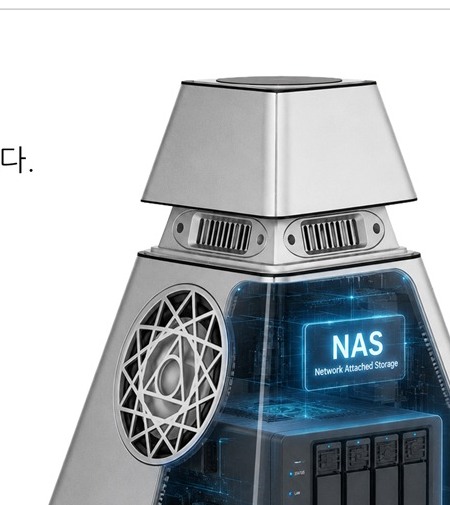 NAS 스토리지가 내장된 본체에 영상이 저장되는 모습.